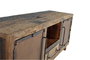 GINER Y COLOMER Mueble TV de madera reciclada y metal con puertas oxidadas